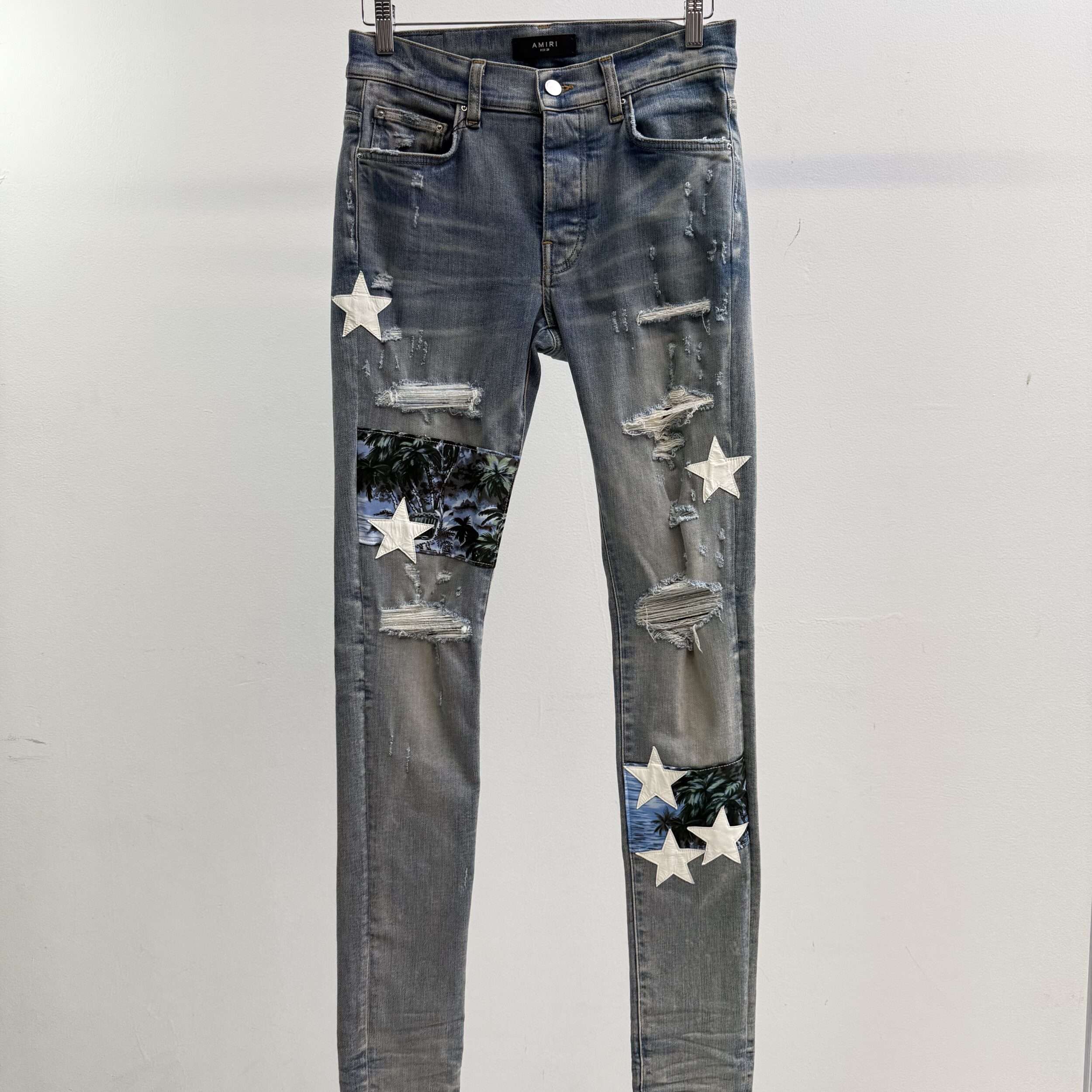 Amiri Star Patch Graphic Distressed Jeans