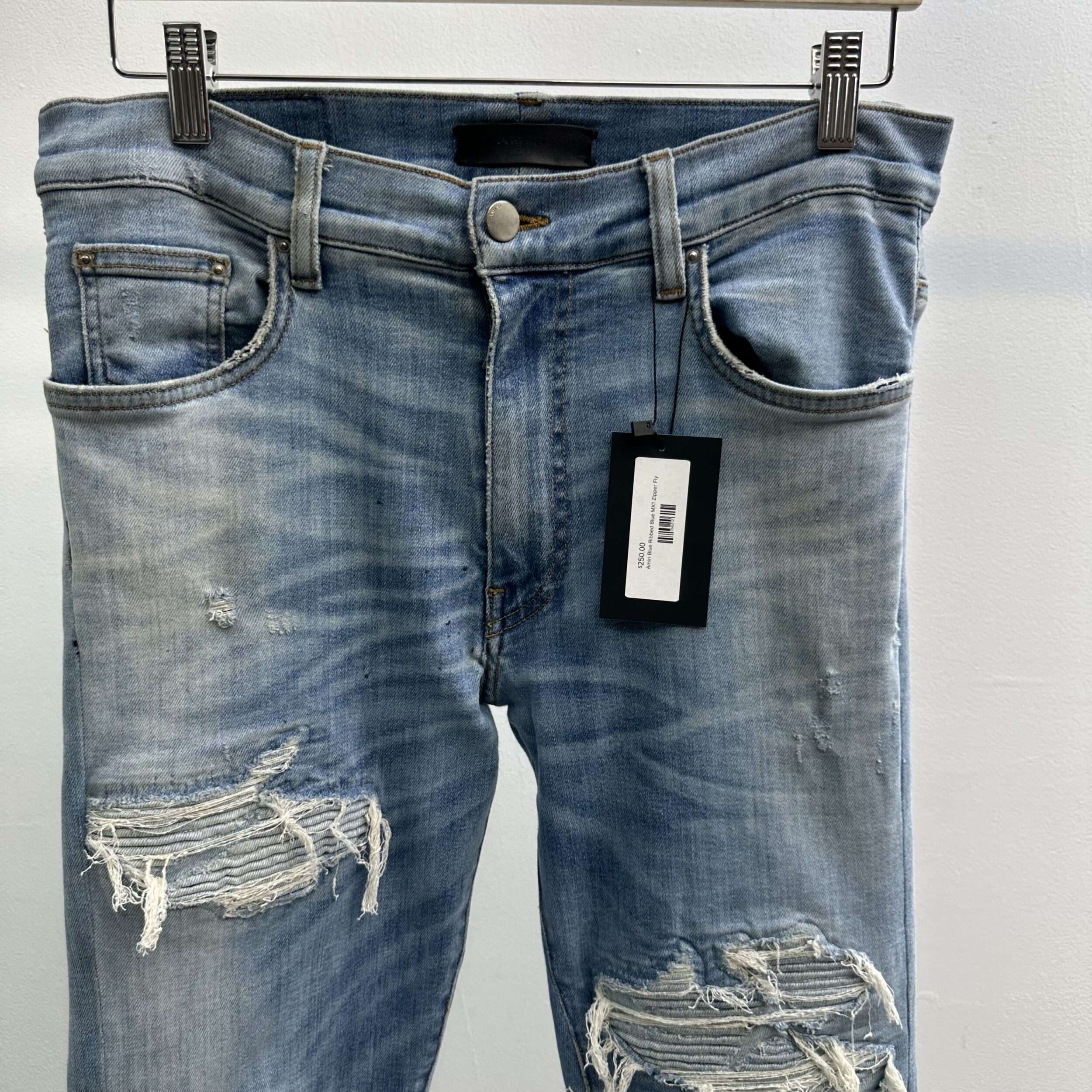 Amiri Distressed Ribbed Patch Jeans - Image 2