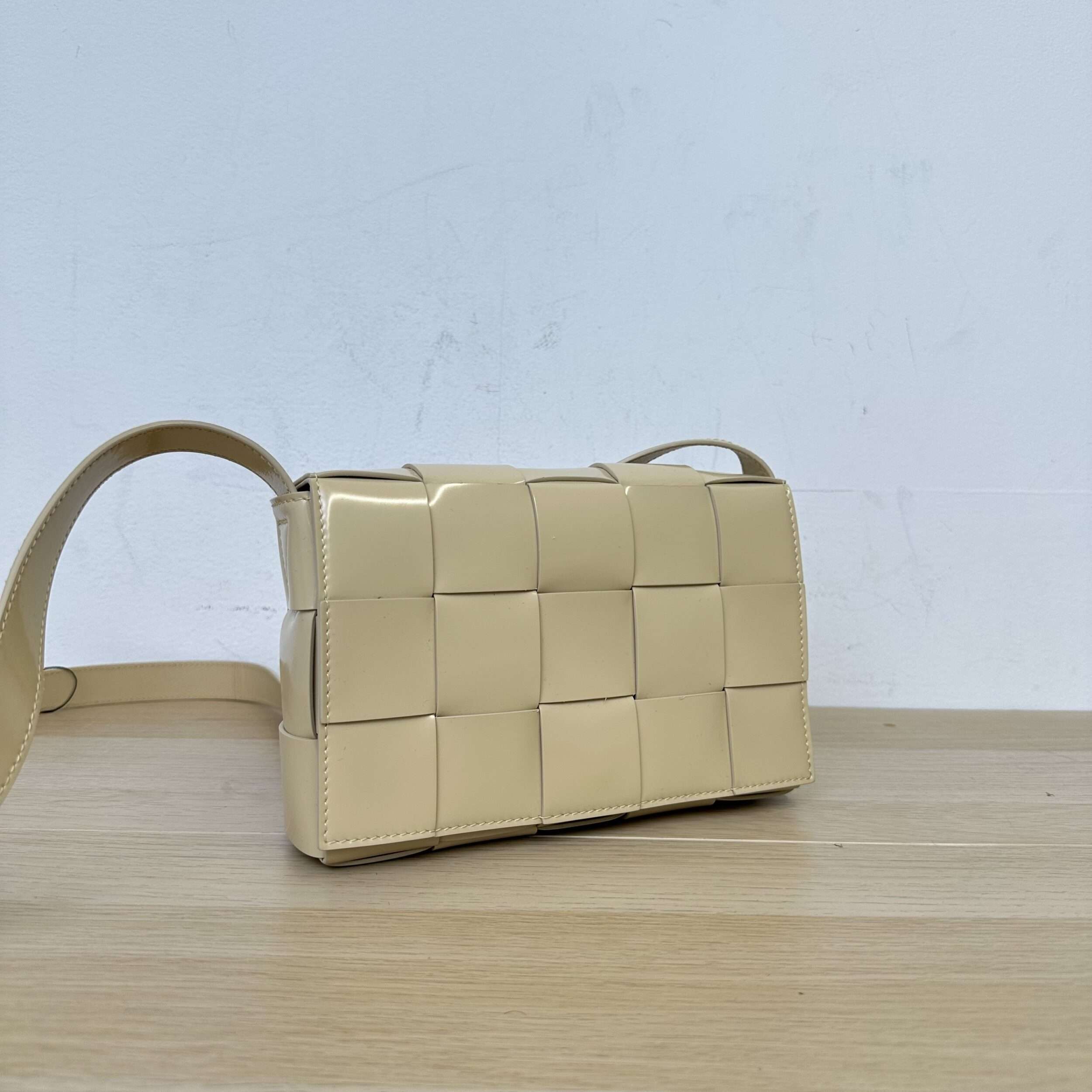 Bottega Cassete Patent Woven Bag