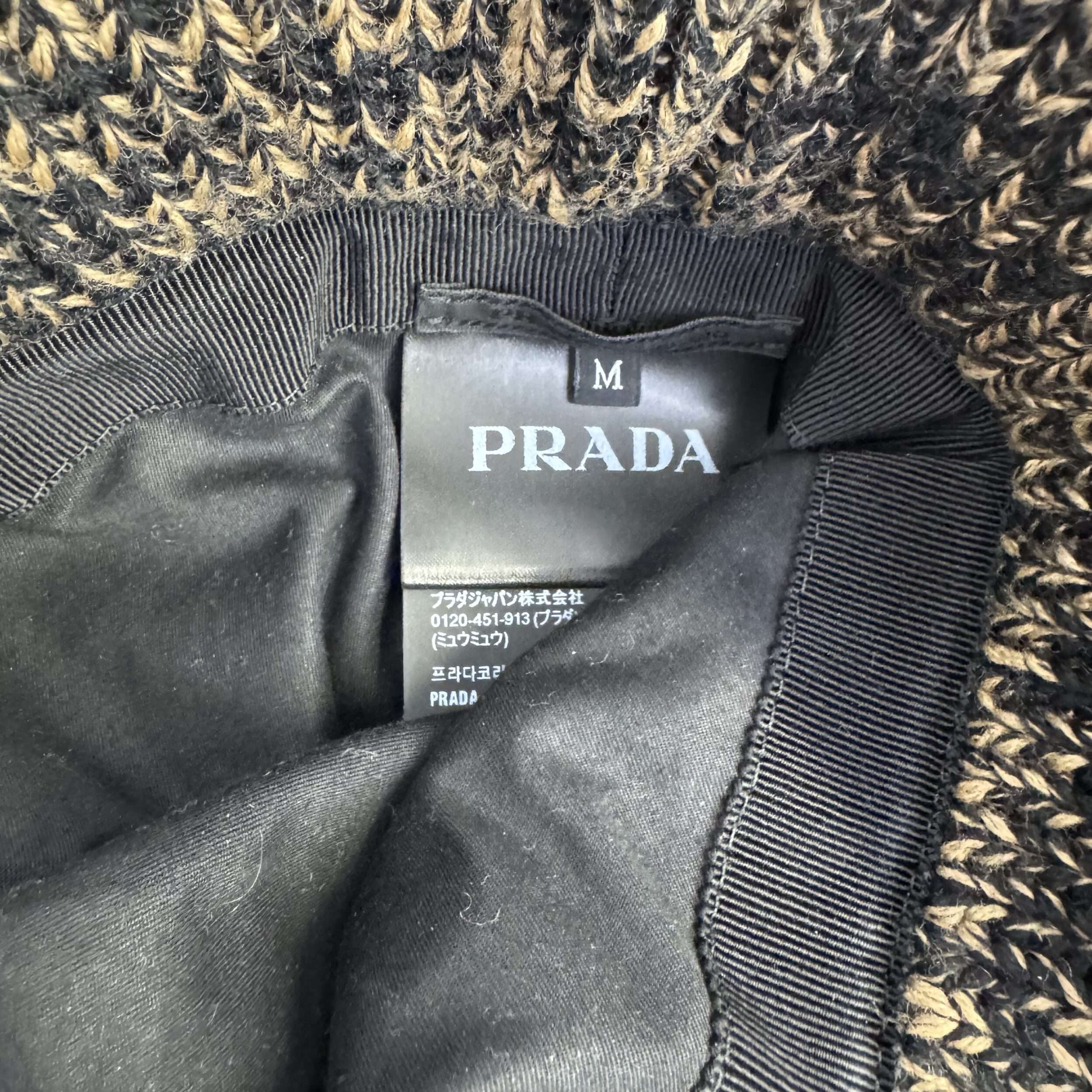 Prada Knitted Plauqe Bucket Hat - Image 4