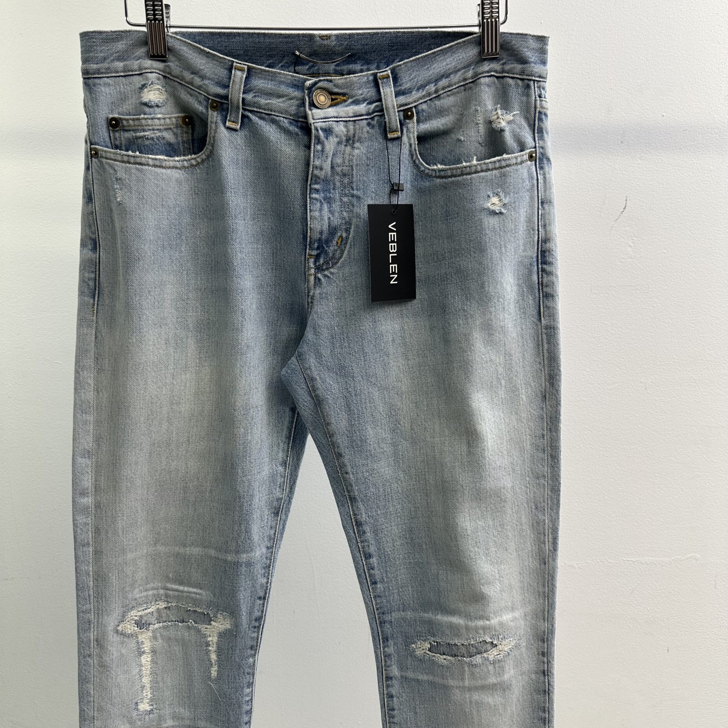 Saint Laurent Distressed Light Washed Denim - Image 2
