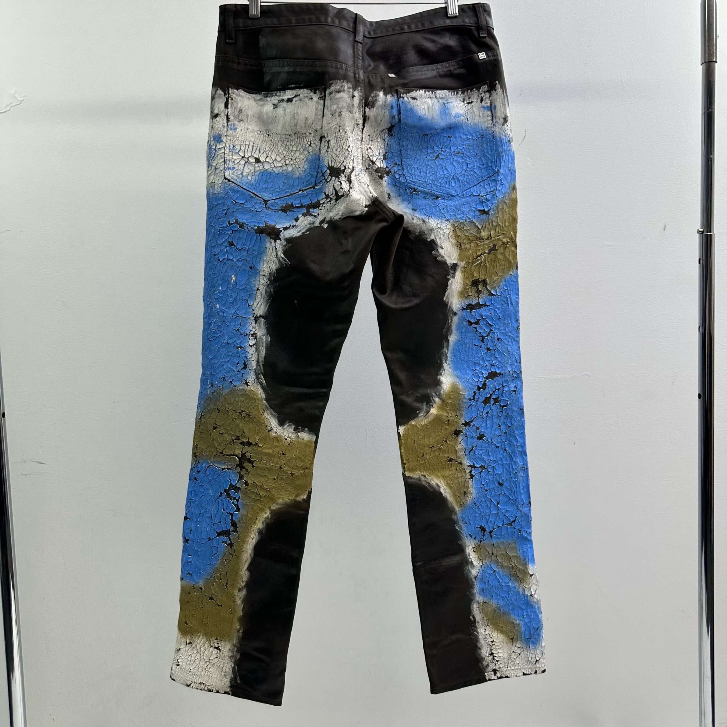 Givenchy Cracked Paint Waxed Jeans - Image 3