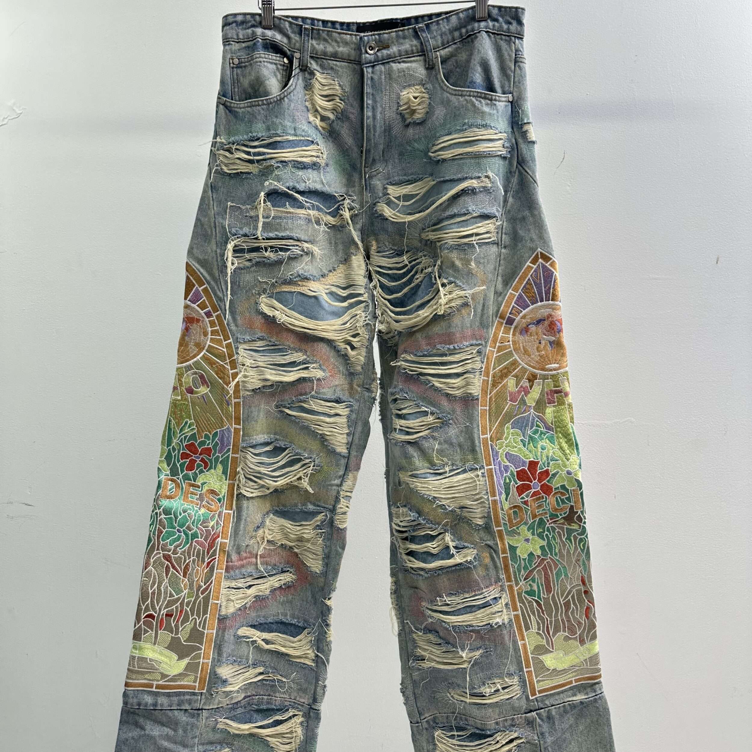 Who Decides War Multi Stitching Distressed Patch Jeans