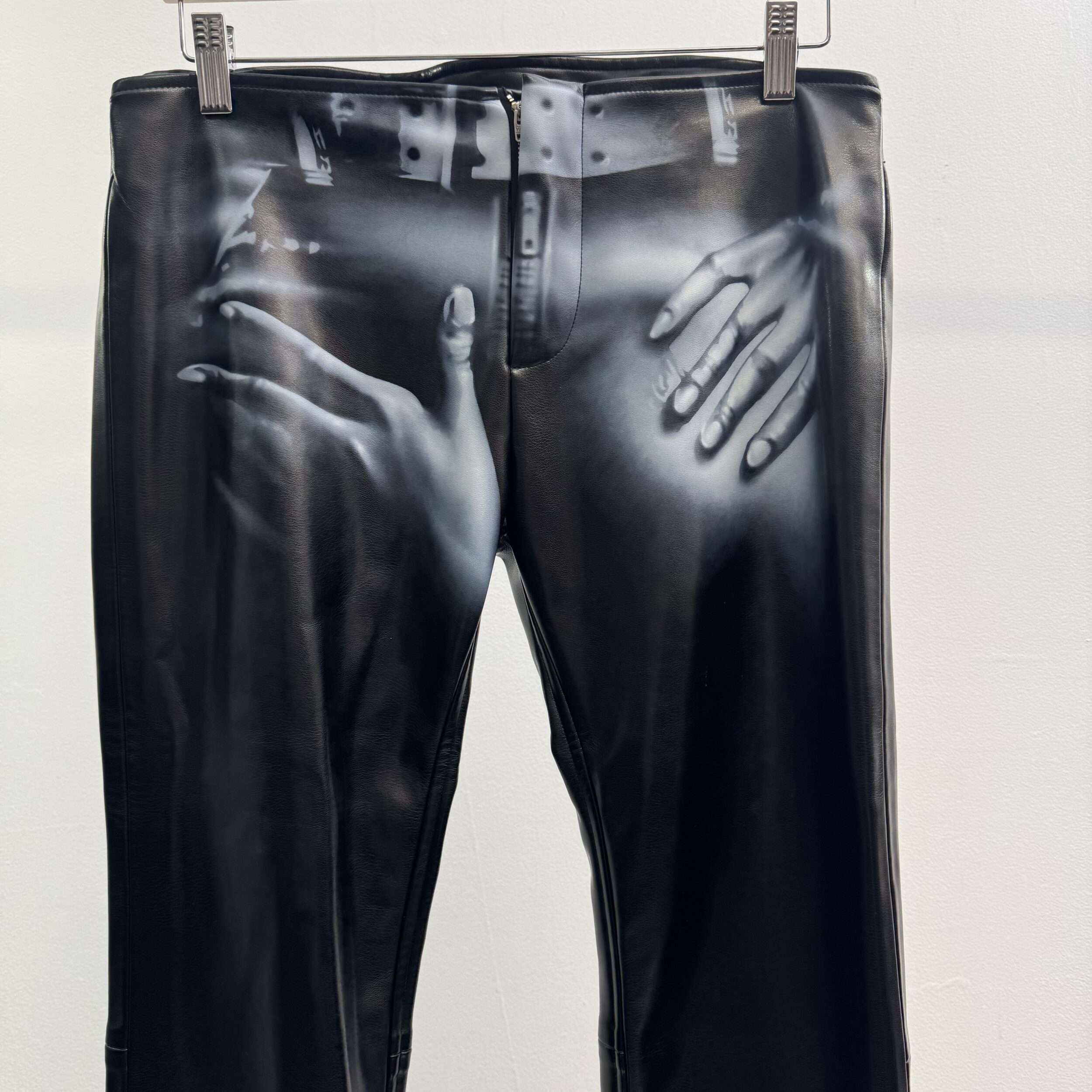 Mowalola Hands Graphic Faux Leather Pants - Image 2