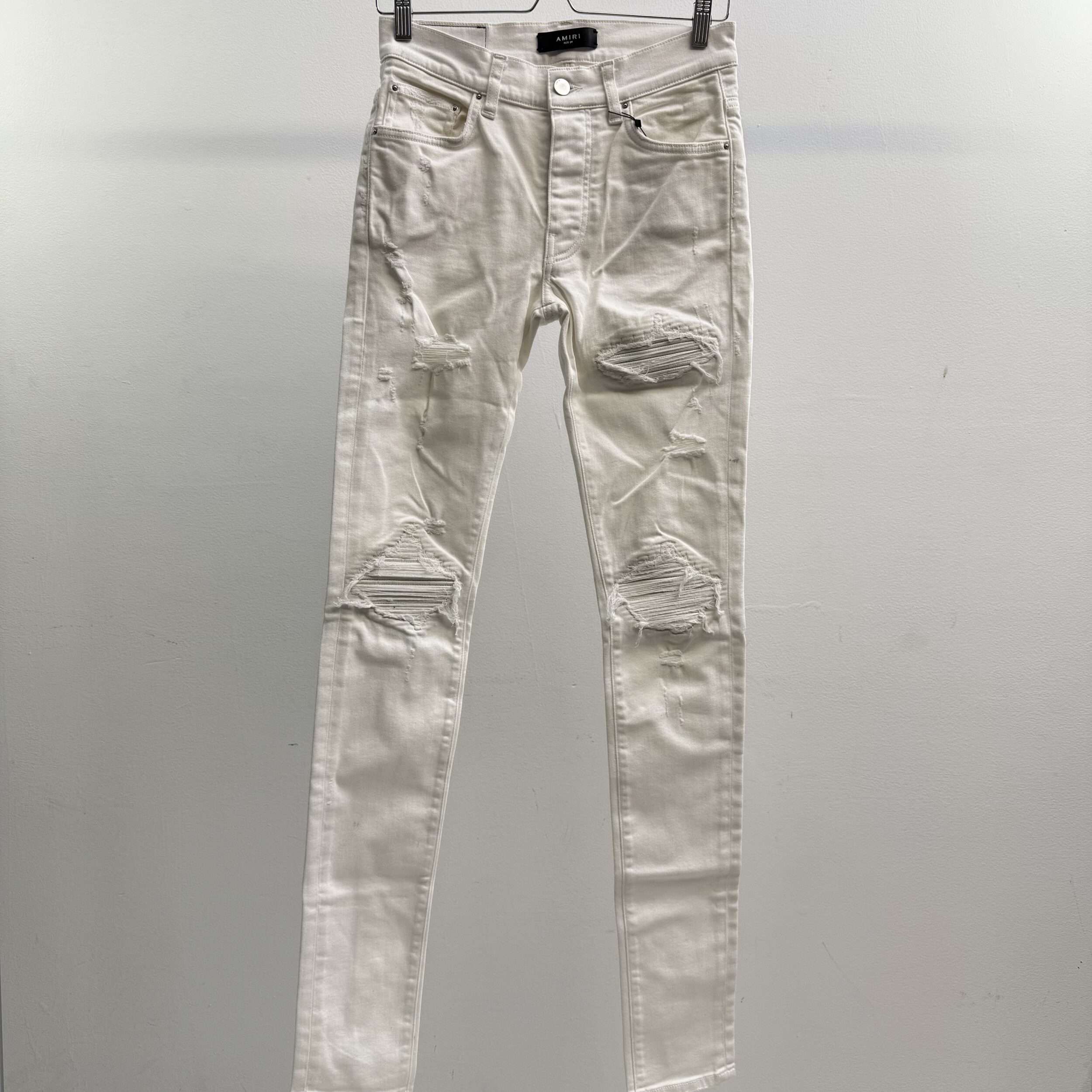 Amiri Distressed Leather Patch Jeans
