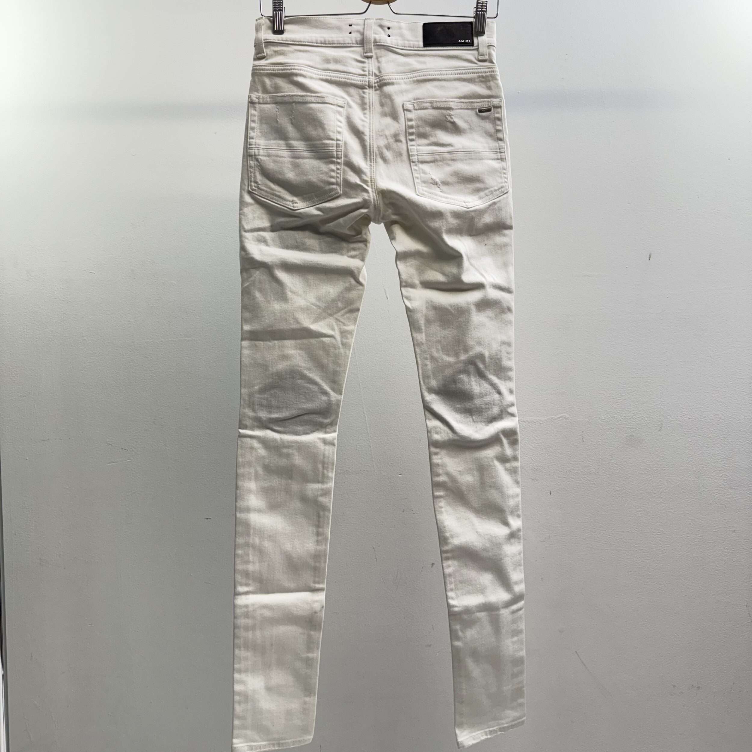 Amiri Distressed Leather Patch Jeans - Image 2