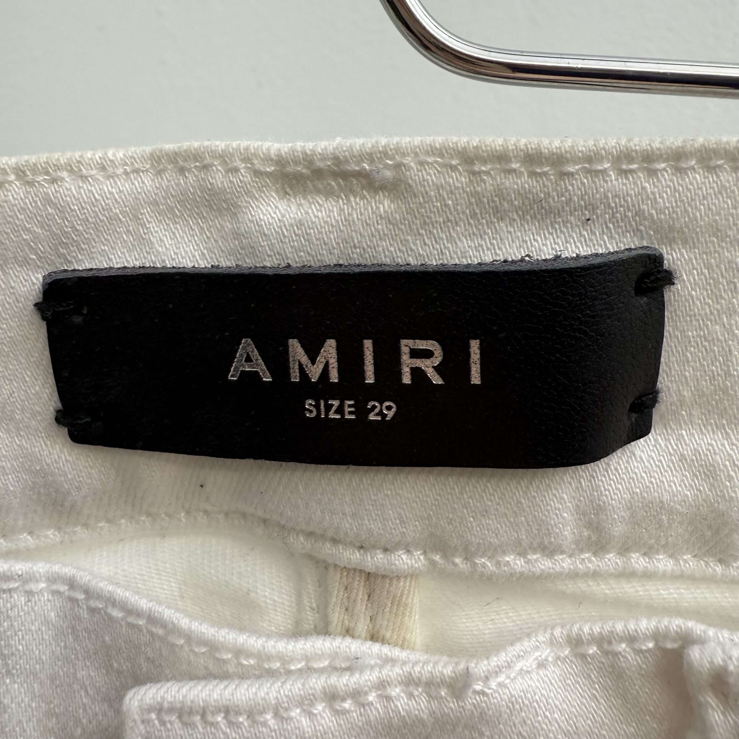 Amiri Distressed Leather Patch Jeans - Image 3