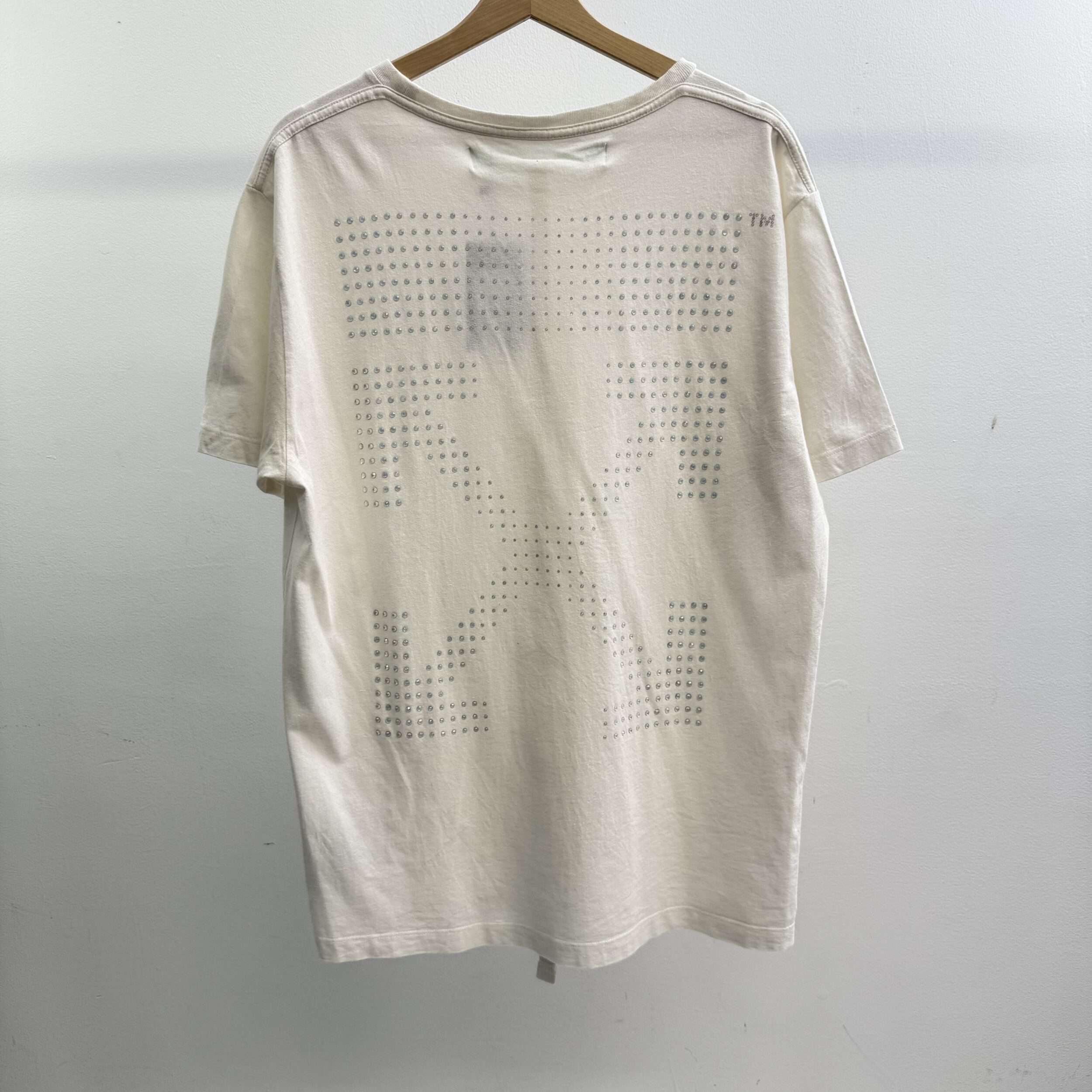 Off White Rhinestone Logo T-Shirt - Image 2
