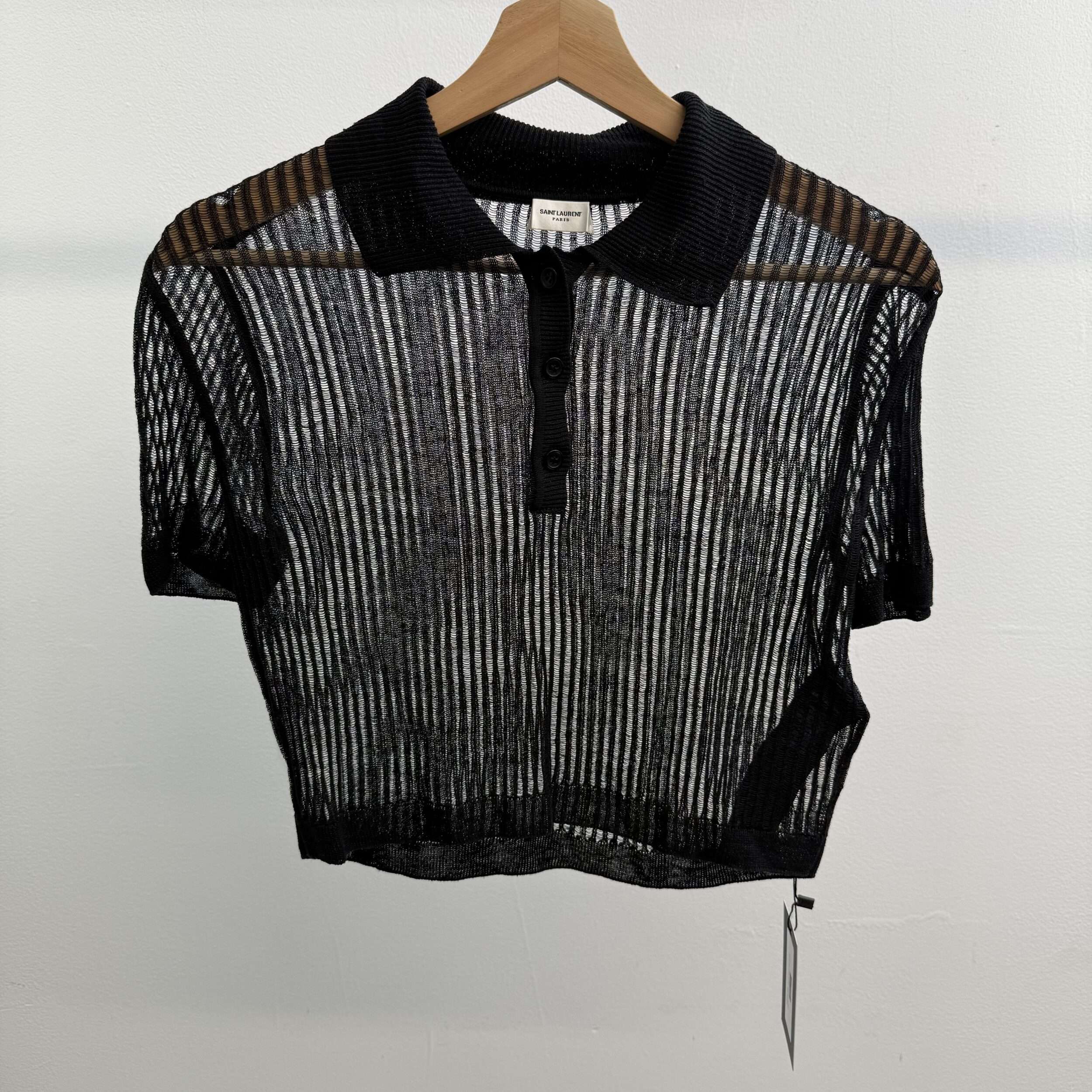 Saint Laurent Sheer Cropped Polo