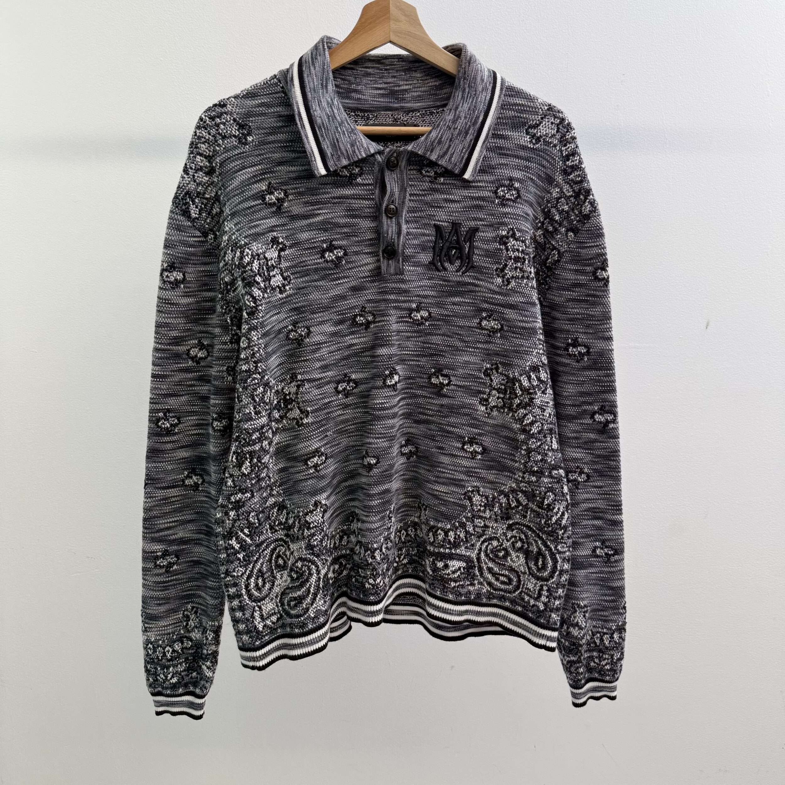 Amiri Knit M Logo Paisley Polo